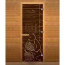 Дверь стекло Бронза, рис. "МИШКА", 190х70 (8мм, 3 петли 716 CR (Магнит) (ОСИНА) правая, изображение 3