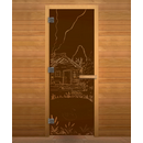 Дверь стекло  Бронза Матовая "БАНЬКА" 190х70 (8мм, 3 петли 710 CR) (ОСИНА) Лев, изображение 2
