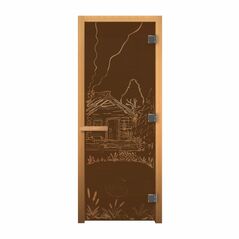 Дверь стекло  Бронза Матовая "БАНЬКА" 190х70 (8мм, 3 петли 710 CR) (ОСИНА) Пр