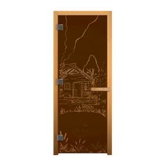 Дверь стекло  Бронза Матовая "БАНЬКА" 190х70 (8мм, 3 петли 710 CR) (ОСИНА) Лев