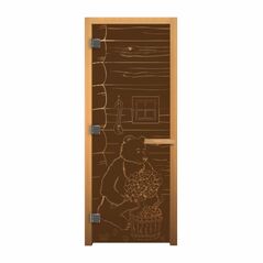 Дверь стекло  Бронза Матовая "МИШКА" 190х70 (8мм, 3 петли 710 CR) (ОСИНА) Лев