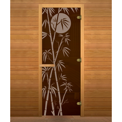 Дверь стекло Бронза, рис. "БАМБУК", 190х70мм (8мм, 3 петли 716 GB) (ОСИНА) (правая), изображение 3