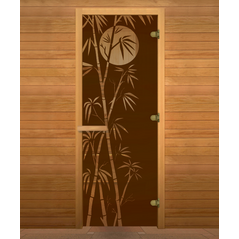 Дверь стекло Бронза Матовая, рис. "БАМБУК", 190х70 (8мм, 3 петли 716 GB) (ОСИНА) (правая)