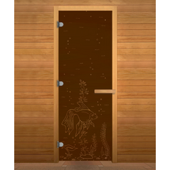 Дверь стекло Бронза Матовая, рис. "РЫБКА" 190х70 (8мм, 3 петли 716 CR) (ОСИНА) (левая), изображение 2