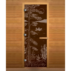 Дверь стекло Бронза "ТАЙГА" 190х70 (8мм, 3 петли 716 СR) (ОСИНА) Лев, изображение 2