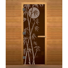 Дверь стекло  Бронза Матовая "БАМБУК" 190х70 (8мм, 3 петли 710 CR) (ОСИНА) Лев, изображение 2