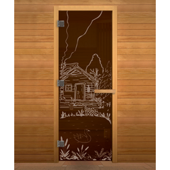 Дверь стекло  Бронза "БАНЬКА" 190х70 (8мм, 3 петли 710 CR) (ОСИНА) Лев, изображение 2