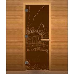 Дверь стекло  Бронза Матовая "БАНЬКА" 190х70 (8мм, 3 петли 710 CR) (ОСИНА) Лев