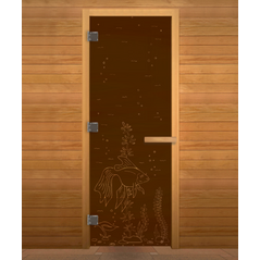 Дверь стекло  Бронза Матовая "РЫБКА" 190х70 (8мм, 3 петли 710 CR) (ОСИНА) Лев