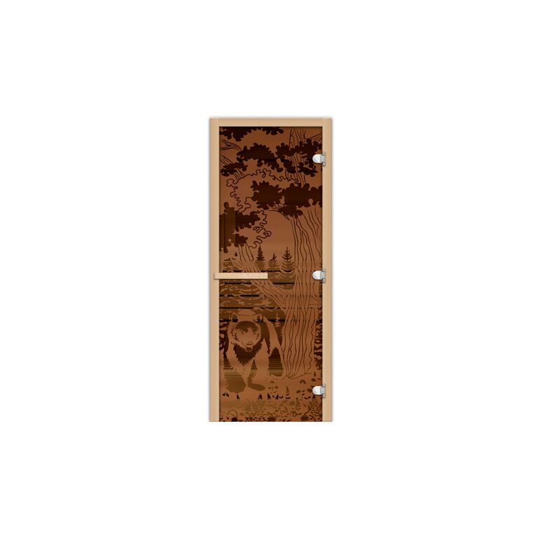 Дверь 1835х620 (1,9х0,7), Цвет/Рисунок : Бронза матовая/Мишка в лесу