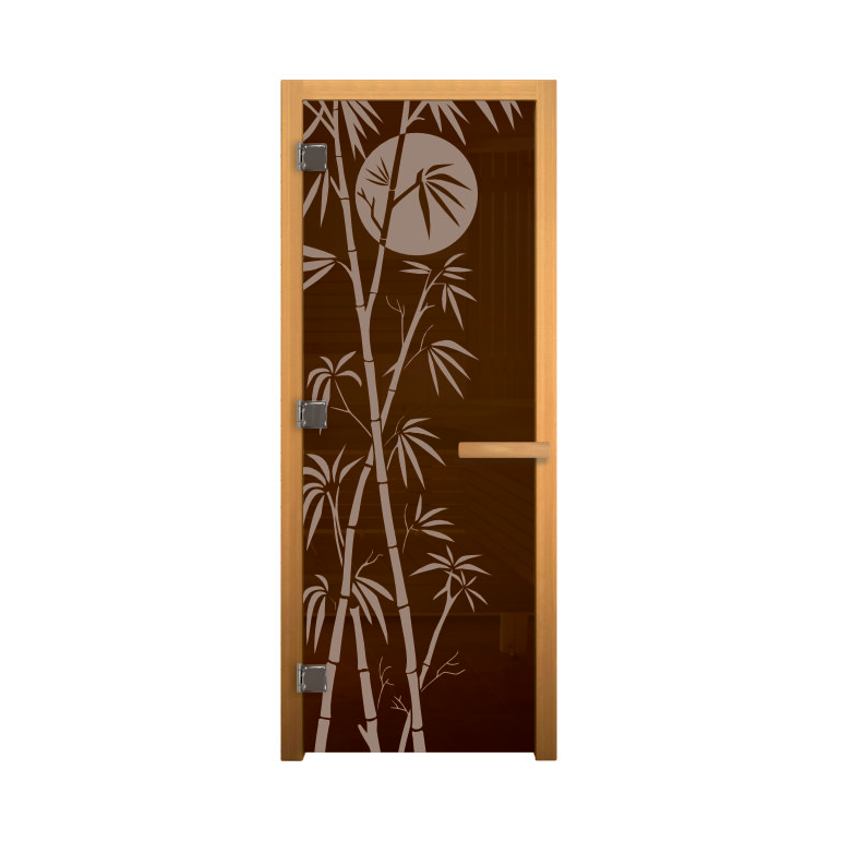Дверь стекло  Бронза Матовая "БАМБУК" 190х70 (8мм, 3 петли 710 CR) (ОСИНА) Лев