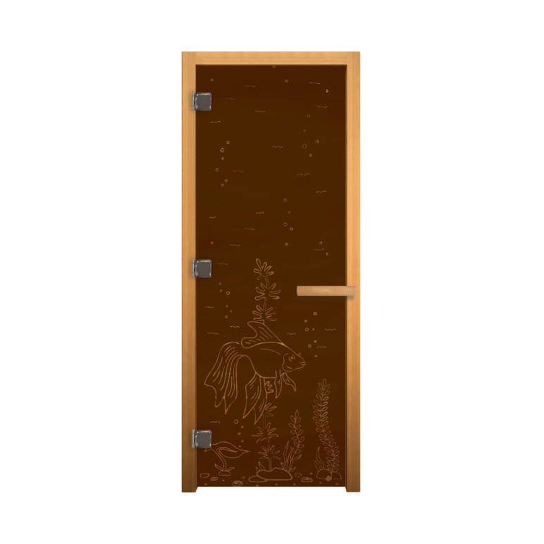 Дверь стекло  Бронза Матовая "РЫБКА" 190х70 (8мм, 3 петли 710 CR) (ОСИНА) Лев