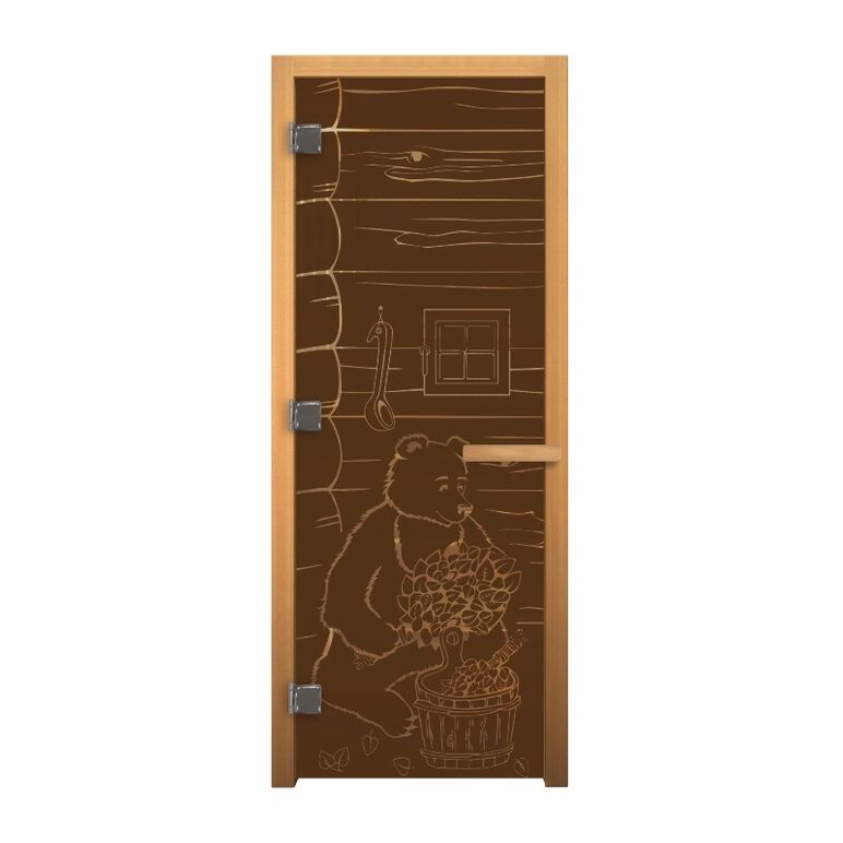 Дверь стекло  Бронза "МИШКА" 190х70 (8мм, 3 петли 710 CR) (ОСИНА) Лев