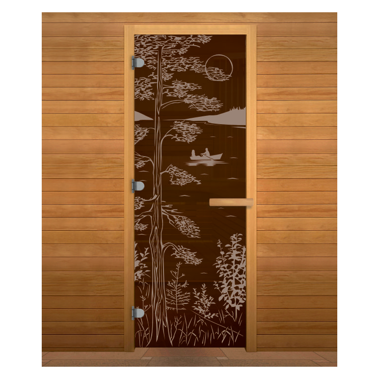 Дверь стекло Бронза "ТАЙГА" 190х70 (8мм, 3 петли 716 СR) (ОСИНА) Лев