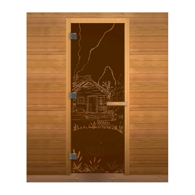 Дверь стекло  Бронза Матовая "БАНЬКА" 190х70 (8мм, 3 петли 710 CR) (ОСИНА) Лев, изображение 3